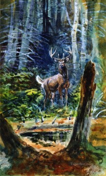 Charles Marion Russell Painting - deer in the dell 1909 Charles Marion Russell